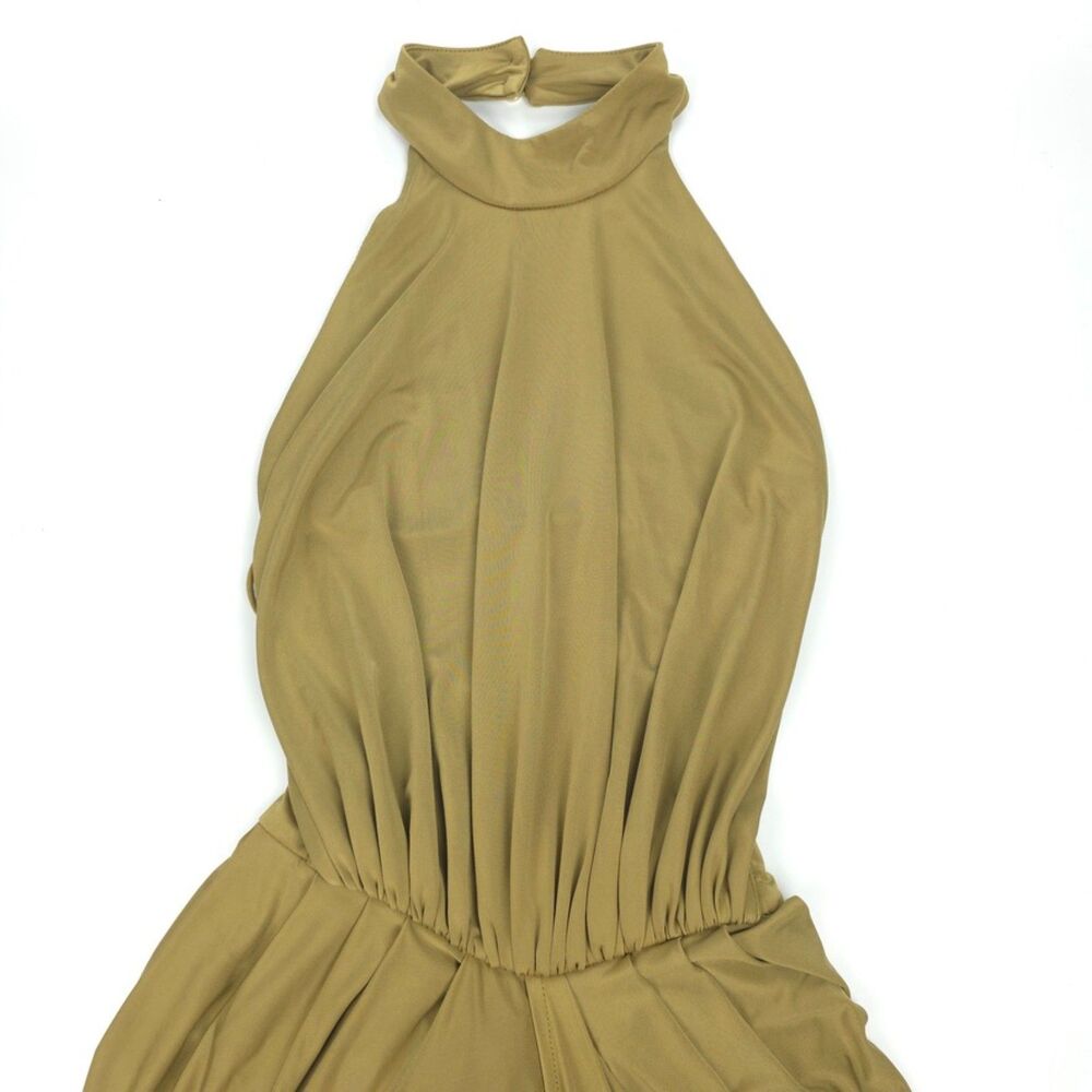 HOUSE OF CB Vittoria Draped Halter Maxi Dress Olive Romantic Svelte Goddess Boho - Picture 3 of 15